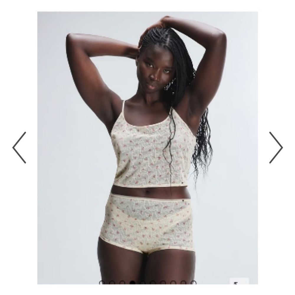 Savage X Fenty Cream and Pink Pajama Set